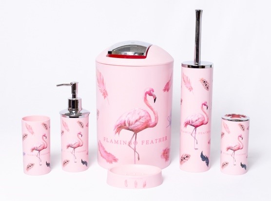 GB-2012 Набор для ванной 6 пр розовый фламинго