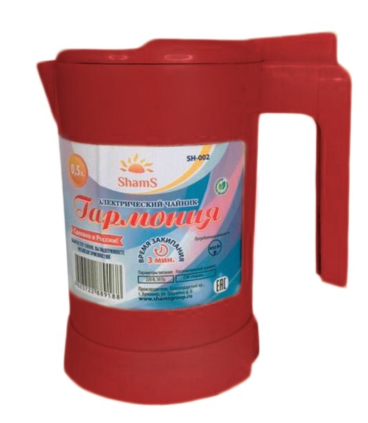 SH-002 красный Мини-чайник с теном "Гармония" 800 Вт 0,5 л 
